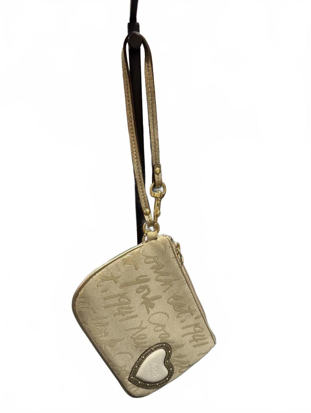 Coach Gold Wristlet with Heart Accent